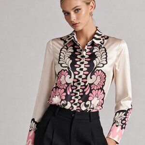 Rachel Zoe Floral Satin Blouse